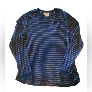 Sol Angeles Long Sleeve Crewneck Shirt Navy Pink Striped Men's XL